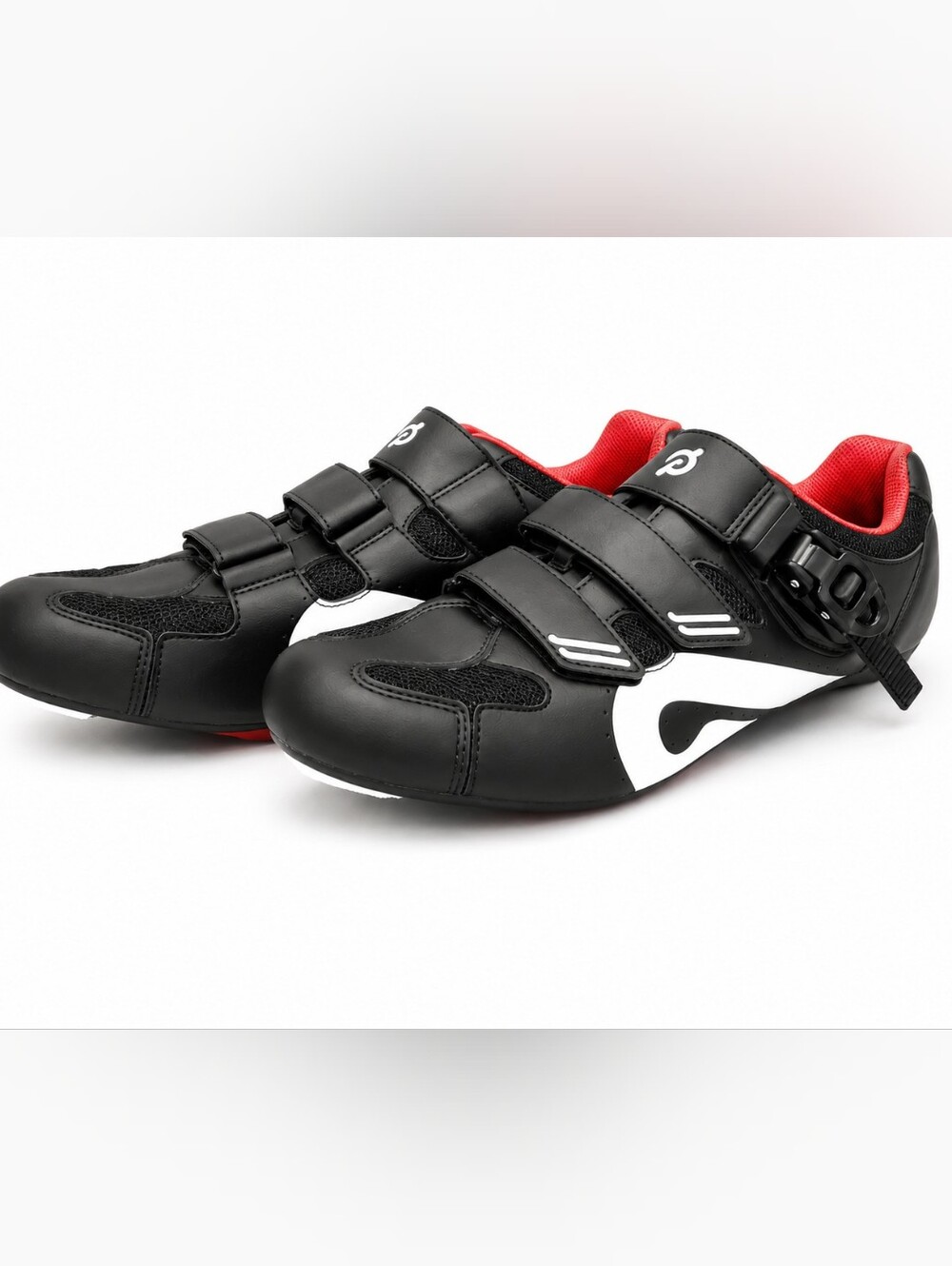 Peloton Mens Black and Red Cycling Shoes with Adjustable Straps w/clips Sz 46
